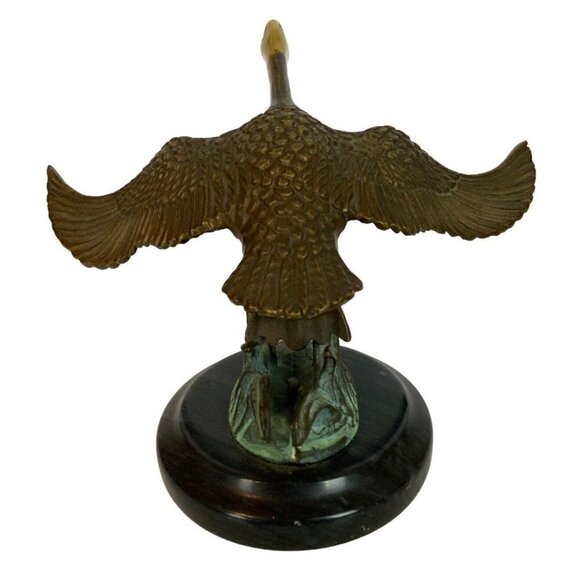Enesco Flying Wild Canadian Goose Figurine Marble Base Solid Brass Patina 1980s - Picture 3 of 7